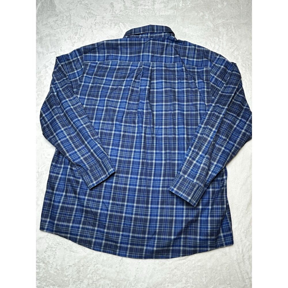Jos A Banks Travelers Collection Men XL Blue Plaid Button Down Long Sleeve Shirt - Picture 2 of 7